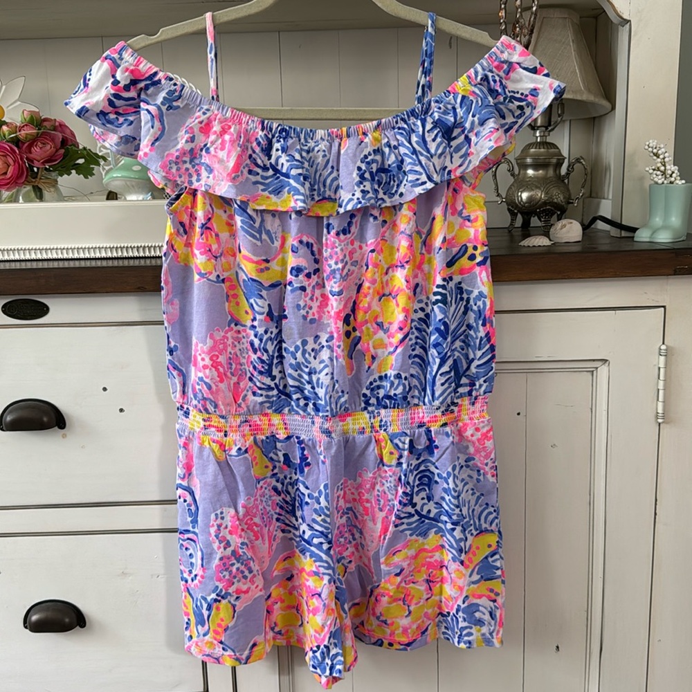 Lilly Pulitzer Girls Ruffle Romper EUC
